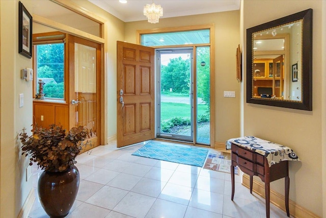 2719 Spring Lake Rd SW, Prior Lake, MN 55372 - entryway featuring light tile patterned floors and a chandelier