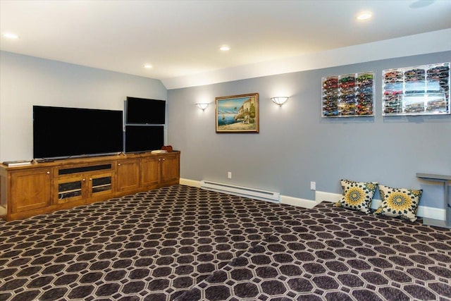 2719 Spring Lake Rd SW, Prior Lake, MN 55372 - home theater with a baseboard radiator and recessed lighting