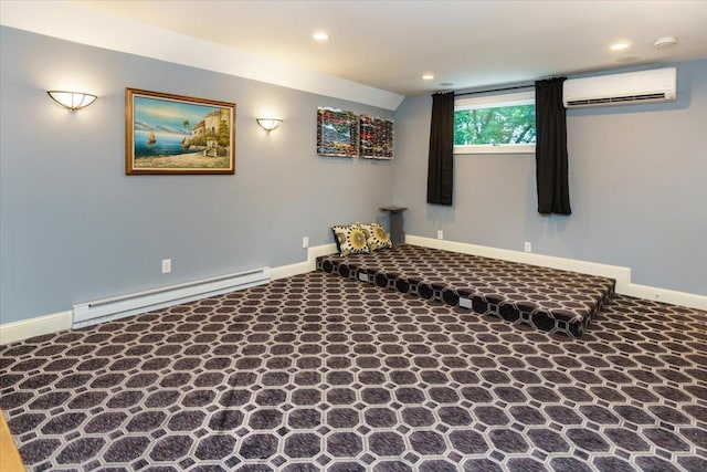 2719 Spring Lake Rd SW, Prior Lake, MN 55372 - cinema room with a wall unit AC, a baseboard radiator, and recessed lighting