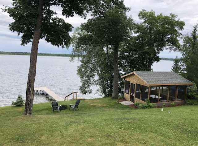 33252 Librarian Ln, Laporte, MN 56461 - dock area with a water view and a yard