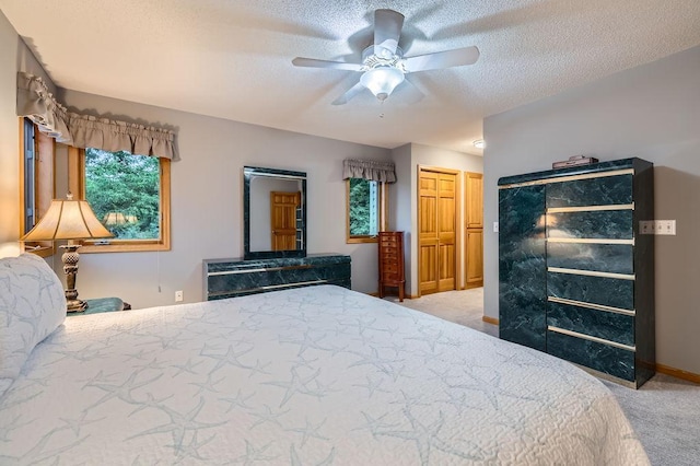 14078 Quince St NW, Andover, MN 55304 - bedroom featuring carpet, a textured ceiling, and ceiling fan