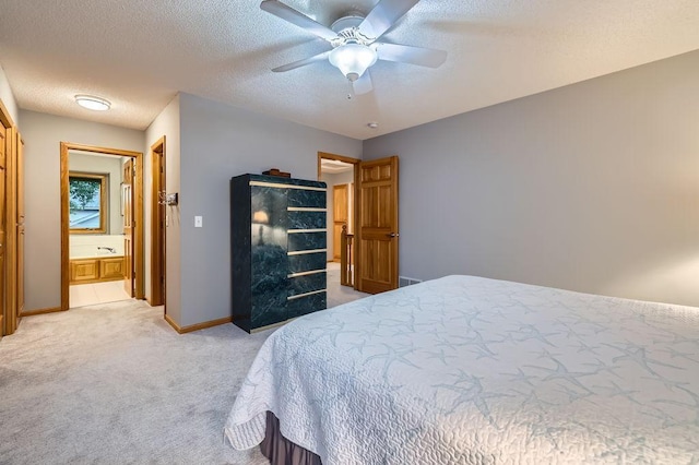 14078 Quince St NW, Andover, MN 55304 - bedroom with light colored carpet, a textured ceiling, and a ceiling fan