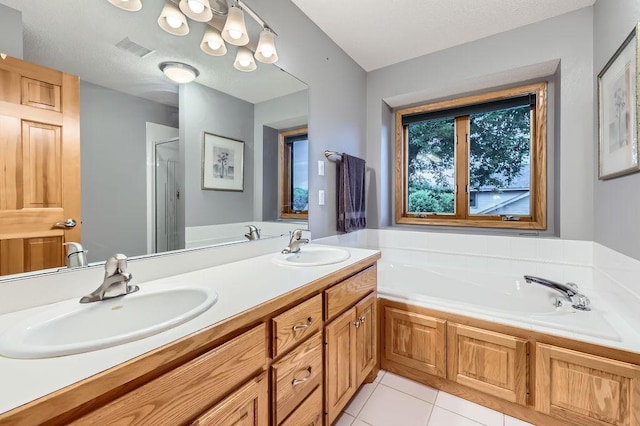 14078 Quince St NW, Andover, MN 55304 - full bath with a bath, double vanity, tile patterned flooring, and a shower stall