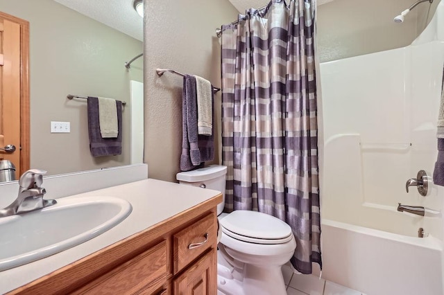 14078 Quince St NW, Andover, MN 55304 - full bathroom with shower / bathtub combination with curtain, vanity, and tile patterned floors