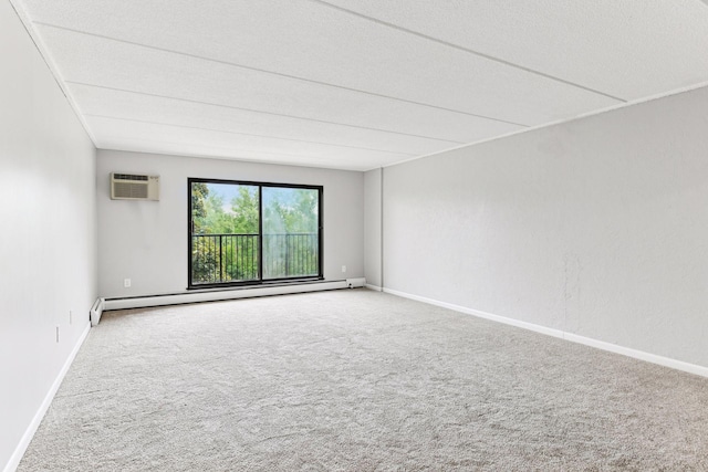 10501 Cedar Lake Rd Unit 515, Minnetonka, MN 55305 - carpeted empty room with a baseboard heating unit, an AC wall unit, and a textured ceiling