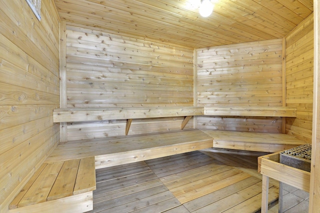 10501 Cedar Lake Rd Unit 515, Minnetonka, MN 55305 - sauna with wooden walls and wooden ceiling