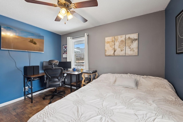 7632 Dupont Ave S, Richfield, MN 55423 - bedroom with wood finished floors, a ceiling fan, and a desk
