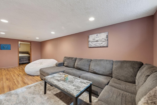 7632 Dupont Ave S, Richfield, MN 55423 - living room with light wood-type flooring, recessed lighting, and a textured ceiling