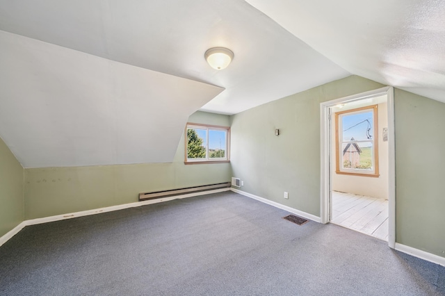 N3752 County Road K, Trenton Twp, WI 54014 - bonus room with baseboard heating, lofted ceiling, and carpet flooring