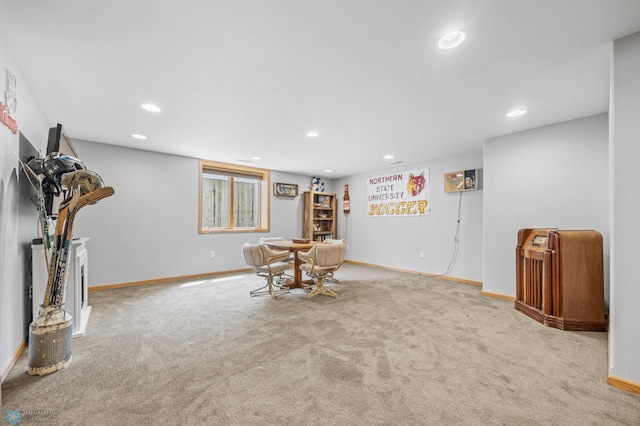 1421 55th Ave S, Fargo, ND 58104 - rec room featuring carpet and recessed lighting