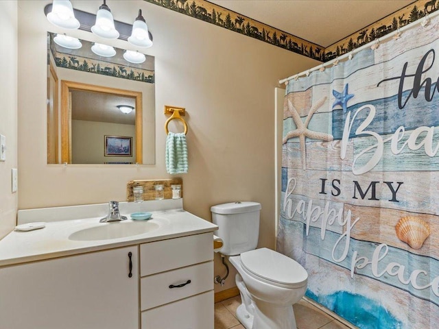 31591 Summer Dr, Breezy Point, MN 56472 - bathroom with vanity, tile patterned floors, and a shower with curtain