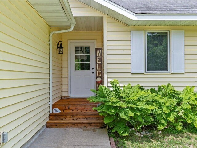 31591 Summer Dr, Breezy Point, MN 56472 - doorway to property featuring roof with shingles