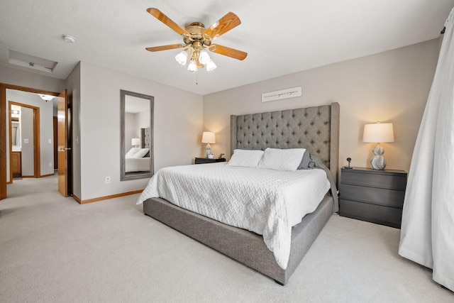 1343 Yorkshire Ln, Shakopee, MN 55379 - bedroom with light colored carpet, attic access, and ceiling fan