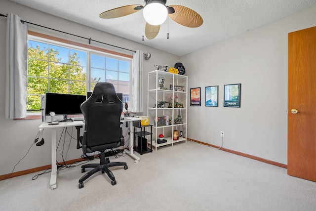 1343 Yorkshire Ln, Shakopee, MN 55379 - carpeted office space with a ceiling fan and a textured ceiling