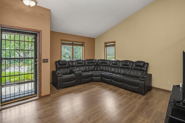 2246 Vivian Ln, Saint Paul, MN 55119 - living room with lofted ceiling, wood finished floors, and healthy amount of natural light