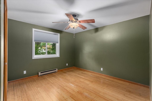 1145 Norton St, Hammond, WI 54015 - empty room featuring baseboard heating, a ceiling fan, and light wood finished floors