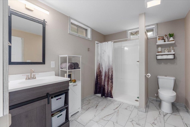 1145 Norton St, Hammond, WI 54015 - bathroom with vanity, a shower with curtain, and marble finish floors