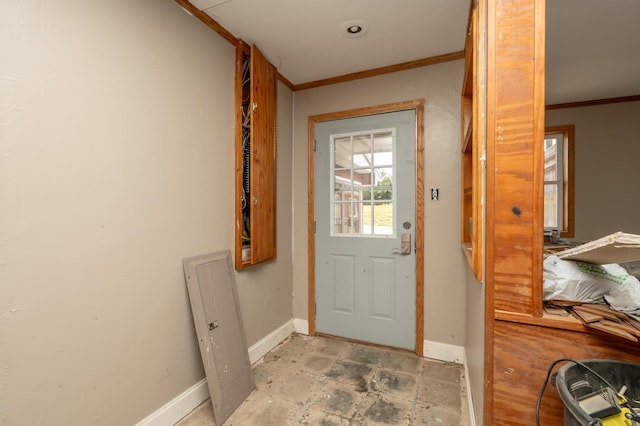 33406 151st Ave, Montgomery, MN 56069 - entryway featuring ornamental molding and light stone finish floors