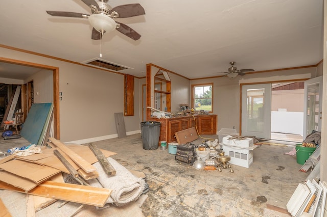 33406 151st Ave, Montgomery, MN 56069 - living room with ceiling fan and attic access