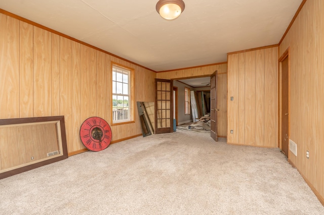 33406 151st Ave, Montgomery, MN 56069 - carpeted empty room with ornamental molding and wooden walls
