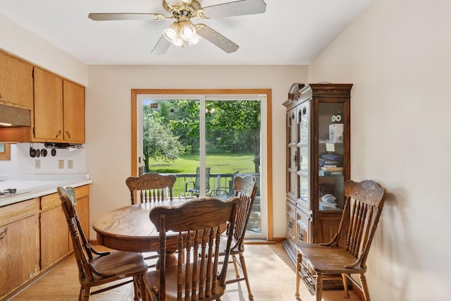 20240 Saint Croix Trl N, Scandia, MN 55073 - dining room with light wood-style floors and a ceiling fan