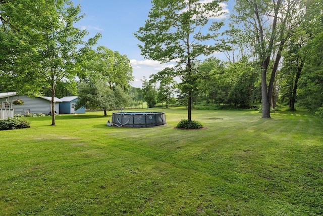 20240 Saint Croix Trl N, Scandia, MN 55073 - view of green lawn with an outdoor pool and view of scattered trees