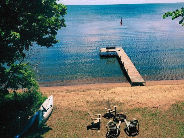 20758 Pike Ave, Aitkin, MN 56431 - dock area with a water view and a fire pit