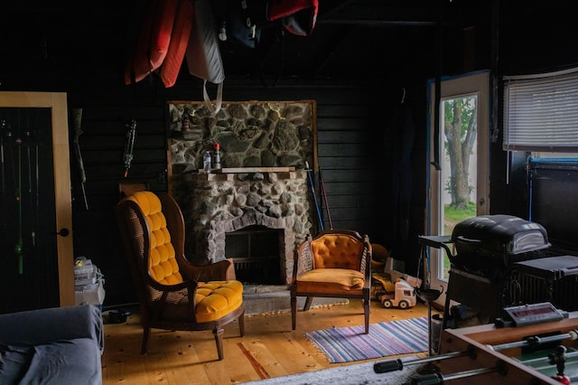 17700 78th St SW, Cokato, MN 55321 - office with wood-type flooring and a stone fireplace