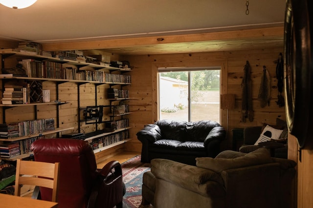 17700 78th St SW, Cokato, MN 55321 - living room featuring wood walls and wood finished floors