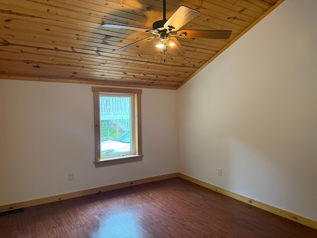 2161 Cardinal Ln, Mound, MN 55364 - spare room with wooden ceiling, a ceiling fan, wood finished floors, and lofted ceiling
