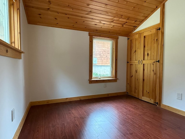 2161 Cardinal Ln, Mound, MN 55364 - unfurnished bedroom featuring wooden ceiling, wood finished floors, and vaulted ceiling