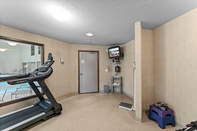 2485 Canabury Dr Unit 112, Little Canada, MN 55117 - exercise room featuring a textured ceiling and baseboards