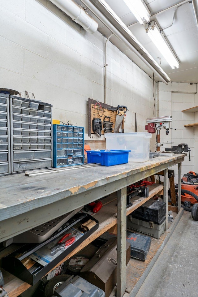 2485 Canabury Dr Unit 112, Little Canada, MN 55117 - garage with a workshop area and concrete block wall