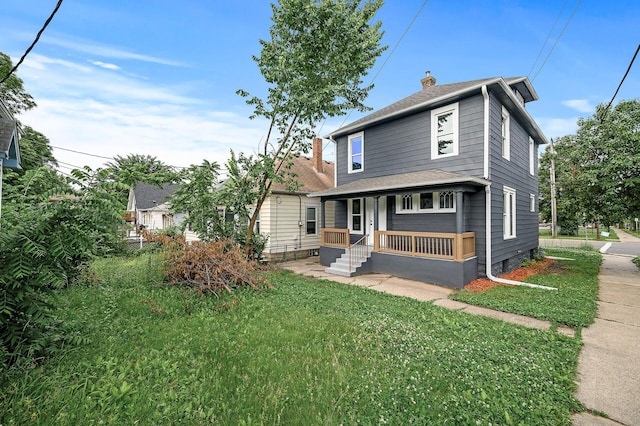 598 Western Ave N, Saint Paul, MN 55103 - view of front of house with a chimney, a porch, and roof with shingles