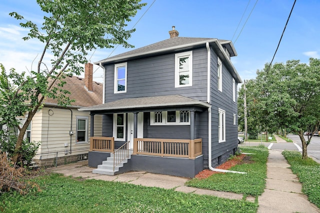 598 Western Ave N, Saint Paul, MN 55103 - american foursquare style home with covered porch and a chimney