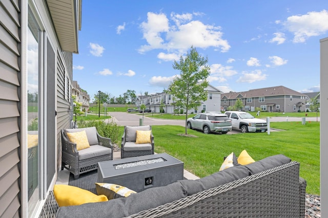 7237 Ada Dr, Lino Lakes, MN 55038 - view of patio / terrace featuring an outdoor hangout area and a residential view