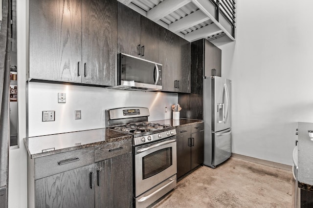 730 Stinson Blvd Unit 504, Minneapolis, MN 55413 - kitchen with stainless steel appliances, concrete flooring, and dark brown cabinets