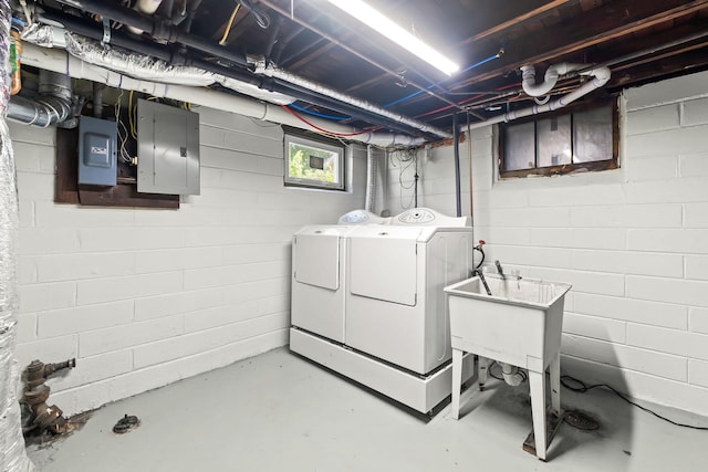 784 Fairview Ave N, Saint Paul, MN 55104 - laundry area featuring electric panel and independent washer and dryer