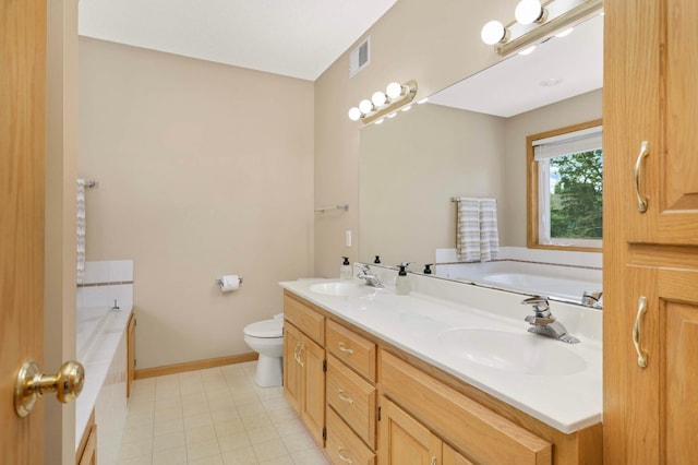 2174 Ponds Way, Shakopee, MN 55379 - full bath with double vanity, a garden tub, and tile patterned flooring