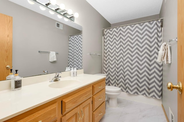 2174 Ponds Way, Shakopee, MN 55379 - bathroom featuring vanity, marble finish floors, and a shower with curtain