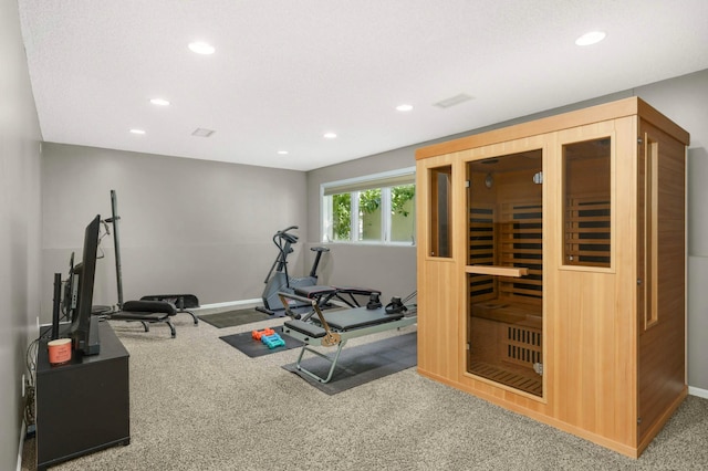 2174 Ponds Way, Shakopee, MN 55379 - exercise room with carpet floors, recessed lighting, and a sauna