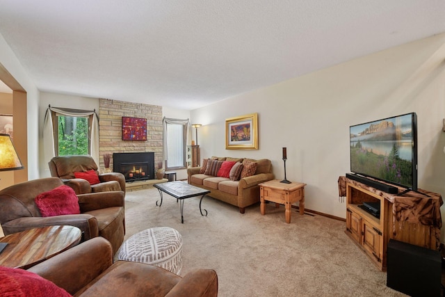 1648 Comstock Ln N, Plymouth, MN 55447 - living area featuring light colored carpet and a fireplace
