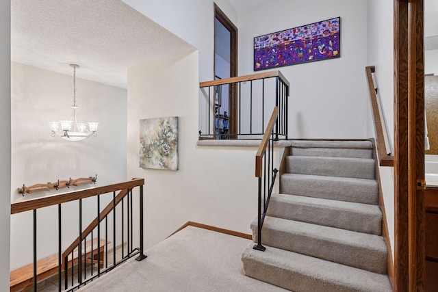 1648 Comstock Ln N, Plymouth, MN 55447 - stairway with carpet floors and a chandelier