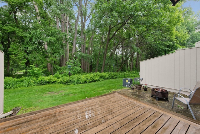 1648 Comstock Ln N, Plymouth, MN 55447 - deck with an outdoor fire pit and a lawn