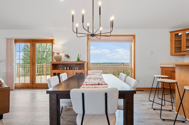 360 Karens Way NW, Alexandria, MN 56308 - dining space featuring light wood-style floors and a chandelier