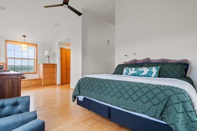 360 Karens Way NW, Alexandria, MN 56308 - bedroom featuring light wood finished floors and high vaulted ceiling