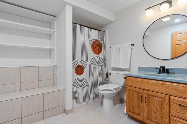 360 Karens Way NW, Alexandria, MN 56308 - bathroom featuring vanity, tile patterned floors, and curtained shower