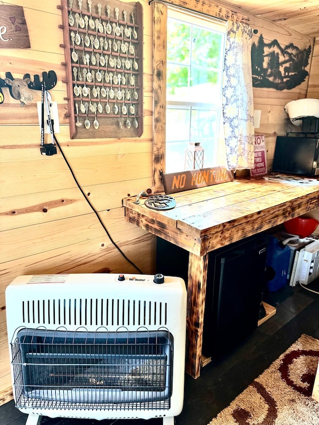 41251 Turtle Lake Rd, Stokes Twp, MN 56628 - detailed view of heating unit and wooden walls