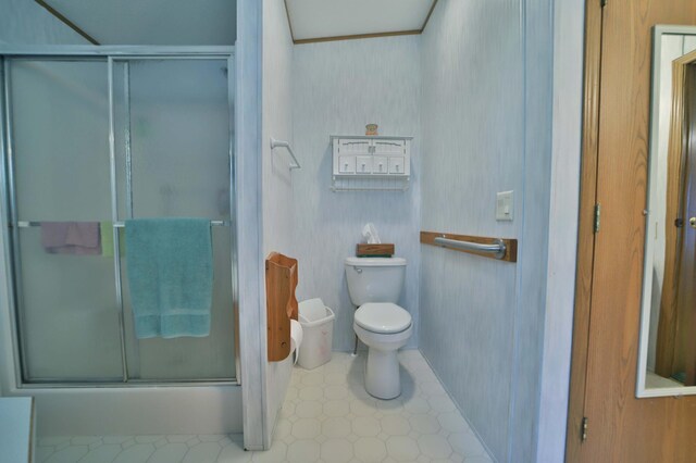 30348 422nd Ln, Aitkin, MN 56431 - bathroom featuring an enclosed shower and tile patterned floors