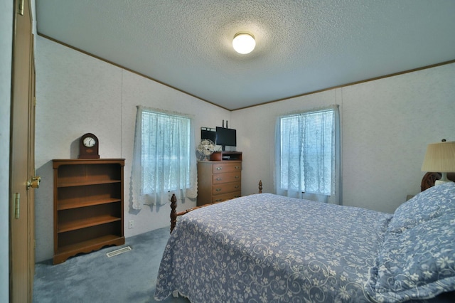 30348 422nd Ln, Aitkin, MN 56431 - bedroom with vaulted ceiling, carpet flooring, and a textured ceiling